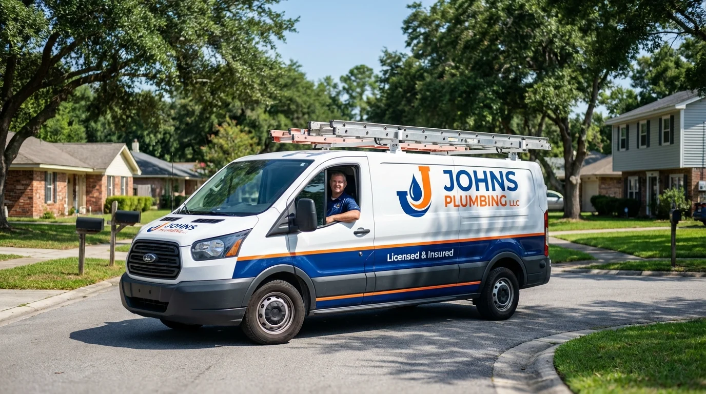 Johns Plumbing LLC service van in Sylvania, GA