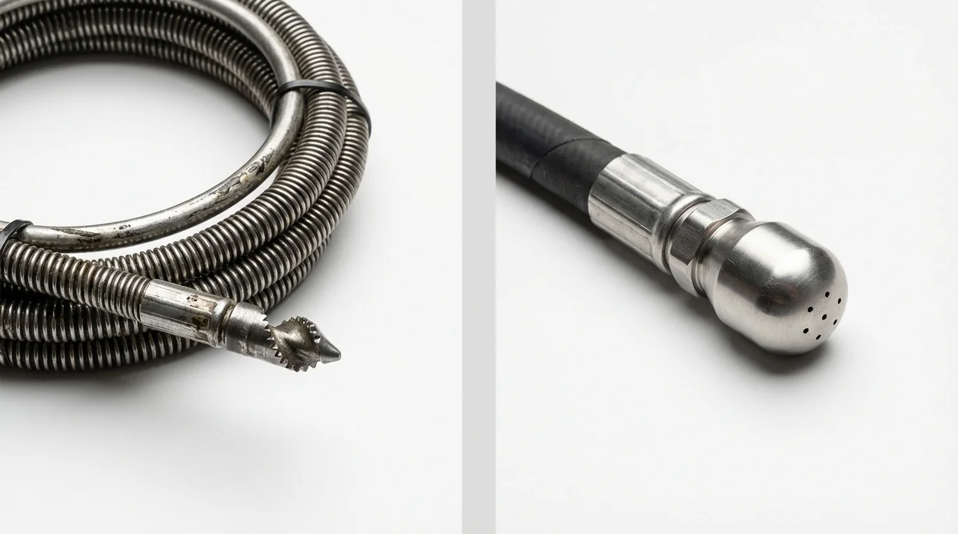 Drain snake cable and hydro jetting nozzle used for drain cleaning in Sylvania, GA