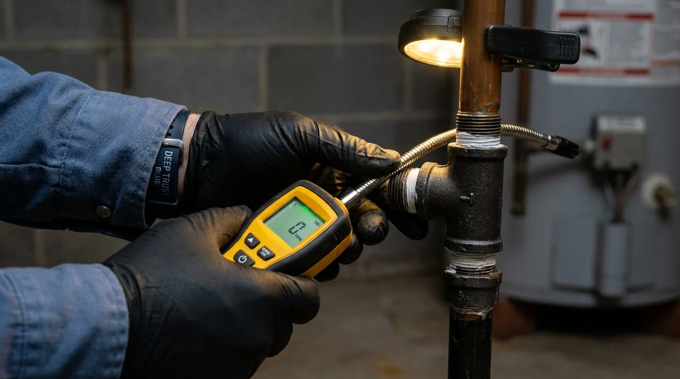 Gas leak detection with electronic sniffer by Johns Plumbing LLC in Sylvania