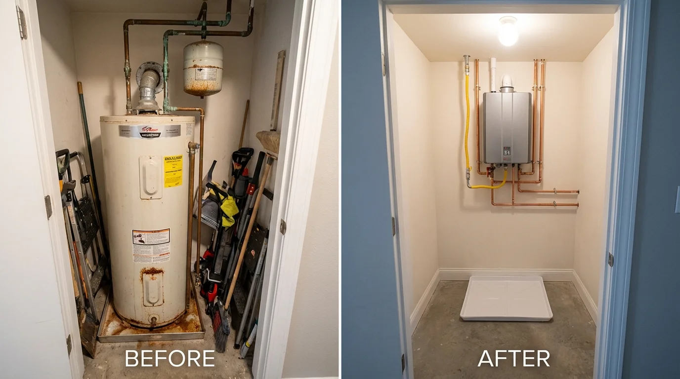 Tank water heater versus wall-mounted tankless unit comparison for Sylvania, GA homeowners